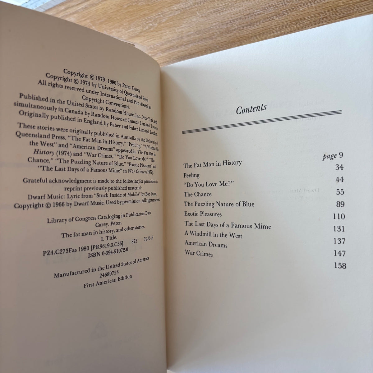 Peter Carey - The Fat Man in History - First Edition