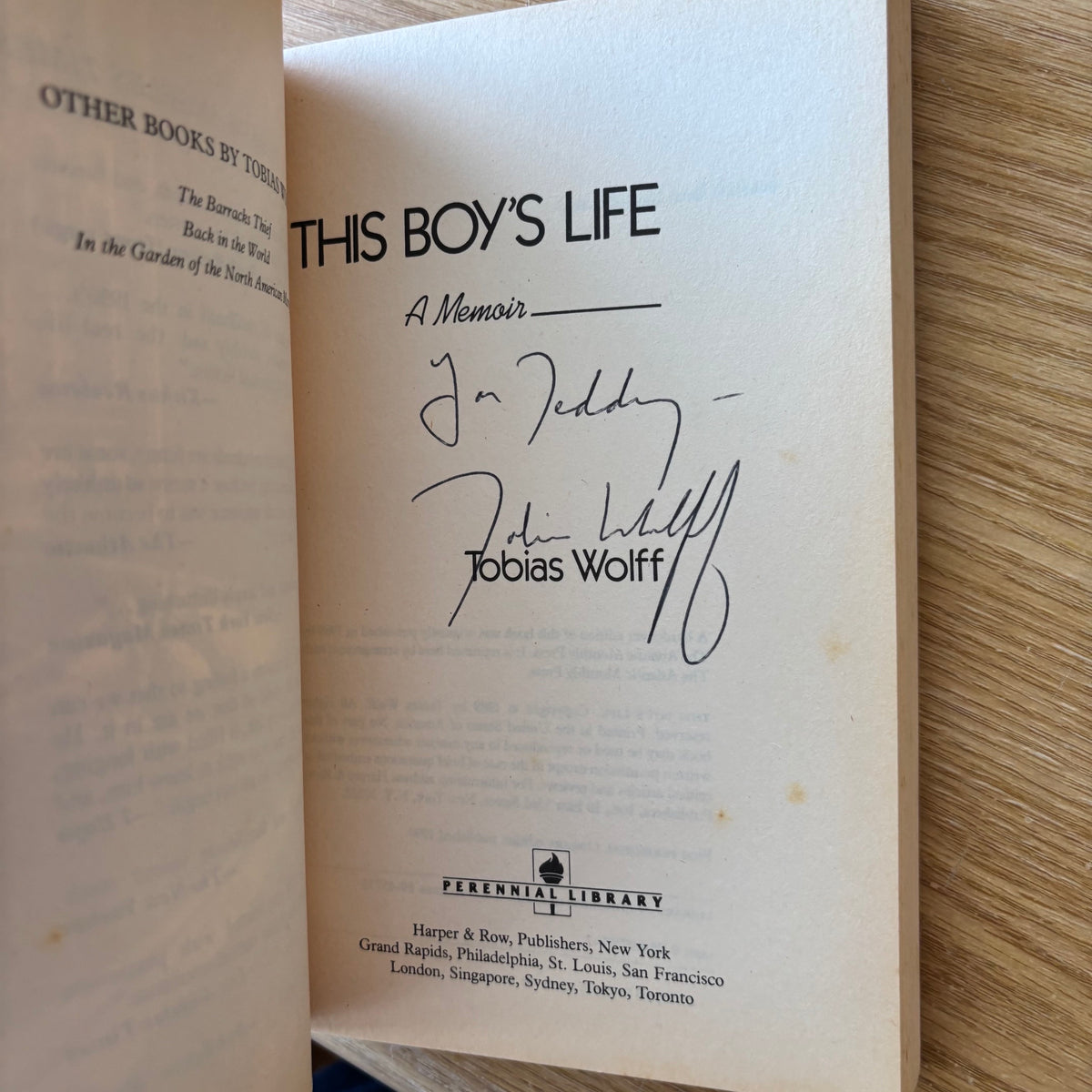Tobias Wolff - This Boy's Life - Signed