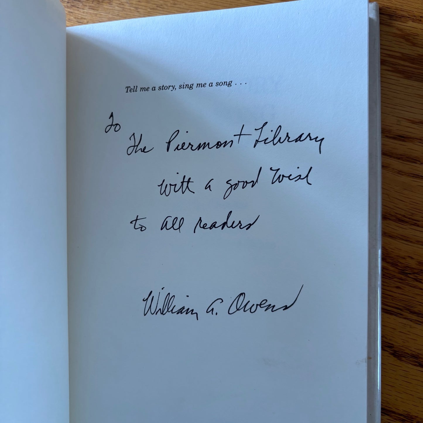 William A. Owens - Tell me a story, sing me a song...: A Texas Chronicle - Signed First Edition