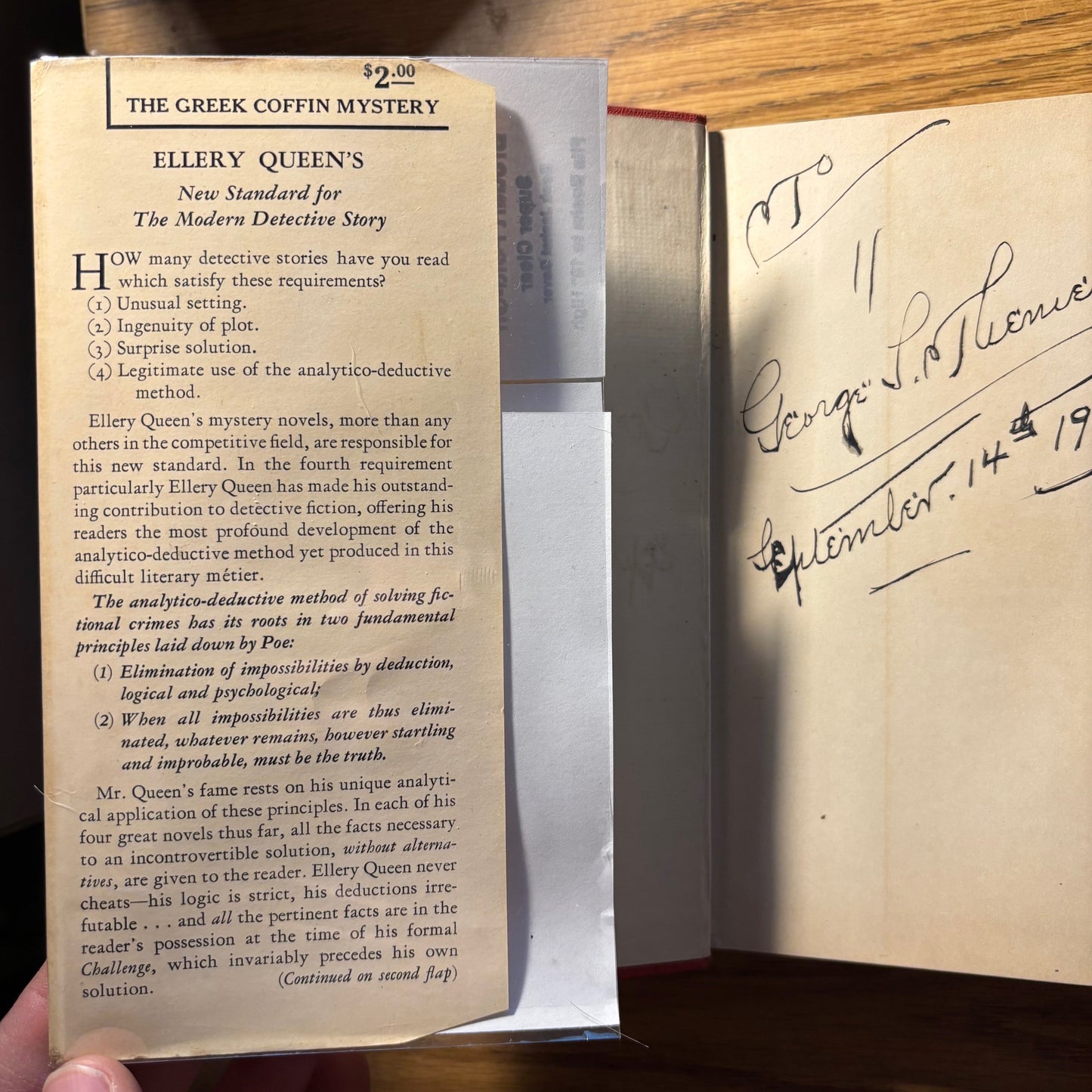 Ellery Queen - The Greek Coffin Mystery - First Edition