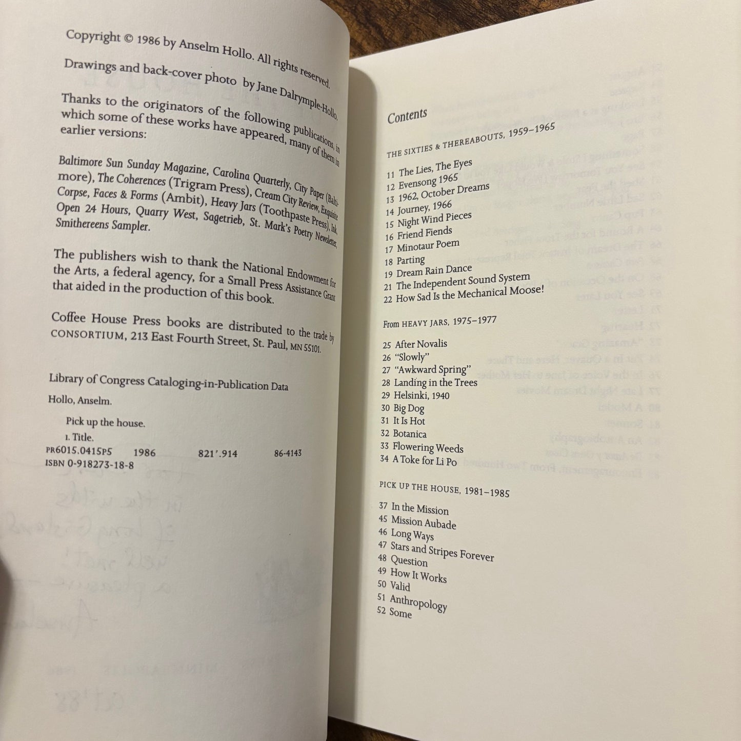 Anselm Hollo - Pick Up the House - Signed First Edition