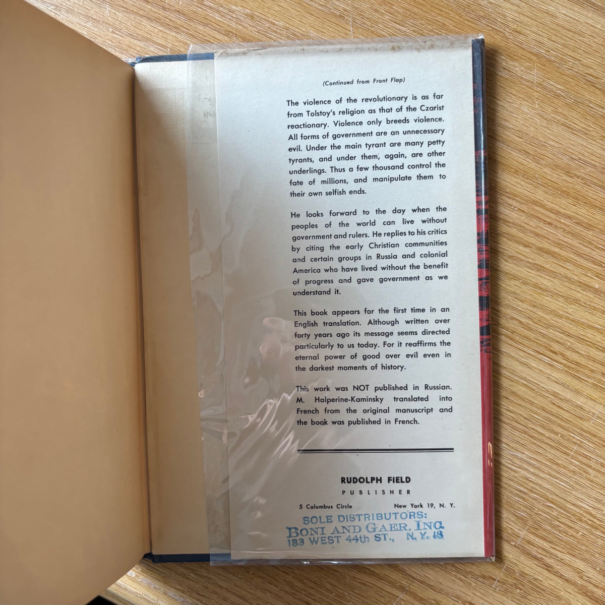 Leo Tolstoy - The Law of Love and the Law of Violence - First Edition