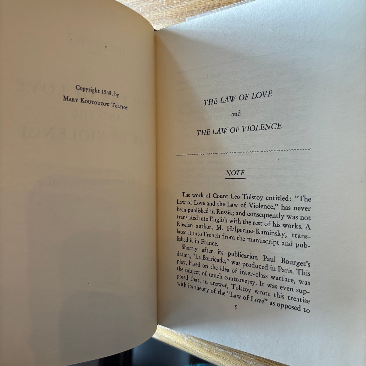 Leo Tolstoy - The Law of Love and the Law of Violence - First Edition