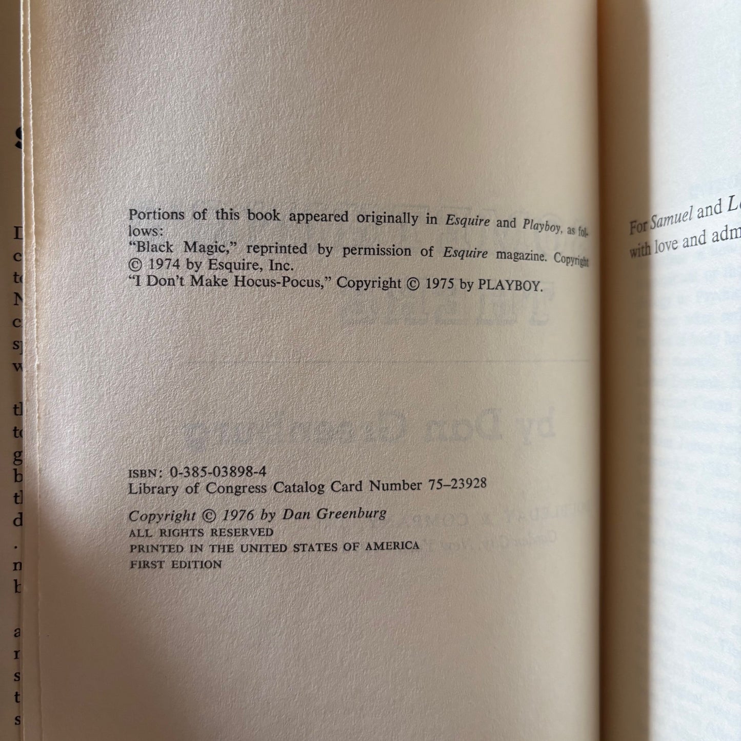 Dan Greenburg - Something's There: My Adventures in the Occult - First Edition