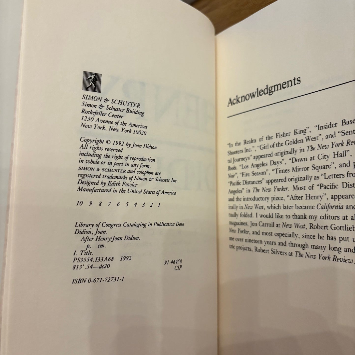Joan Didion - After Henry - First Edition