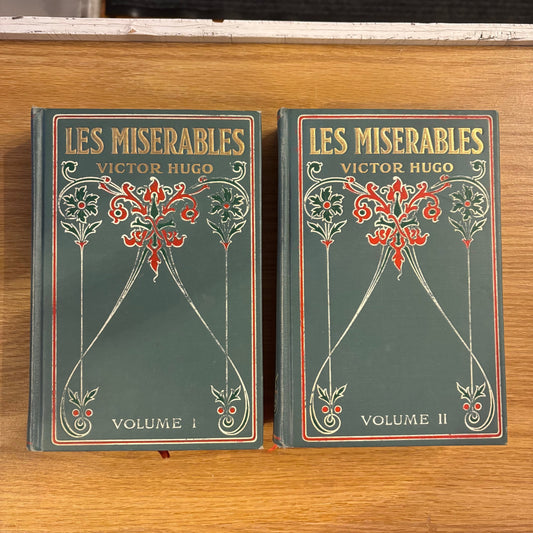 Victor Hugo - Les Miserables - Two Antiquarian Volumes
