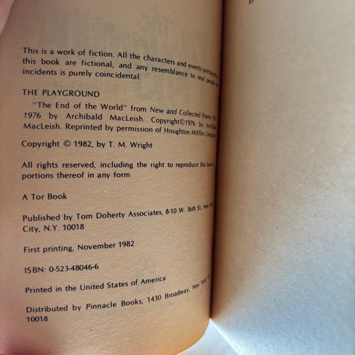 T.M. Wright - The Playground - First Edition