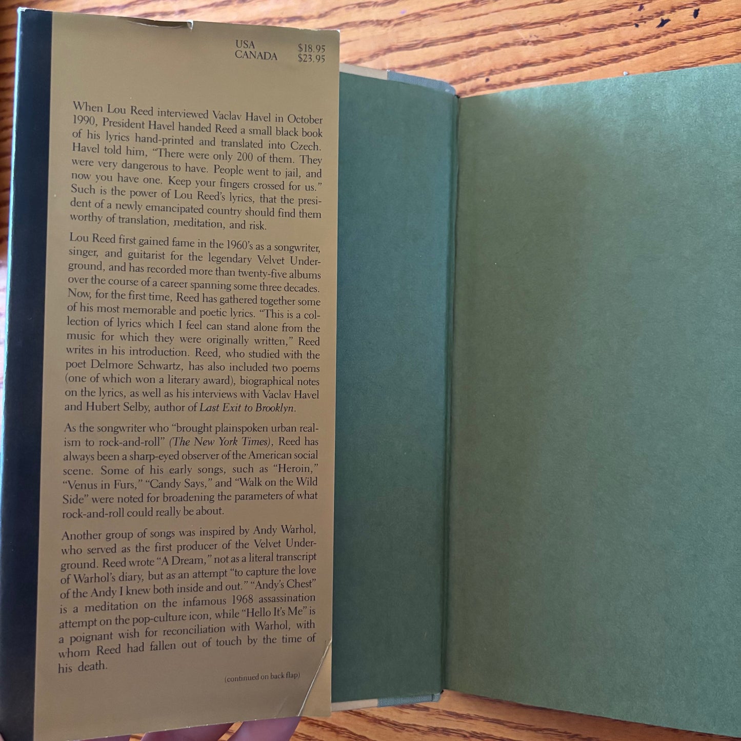 Lou Reed - Between Thought and Expression: Selected Lyrics - Signed First Edition