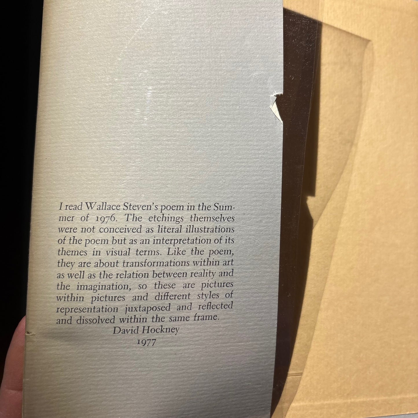 David Hockney, Wallace Stevens - The Blue Guitar - First Edition