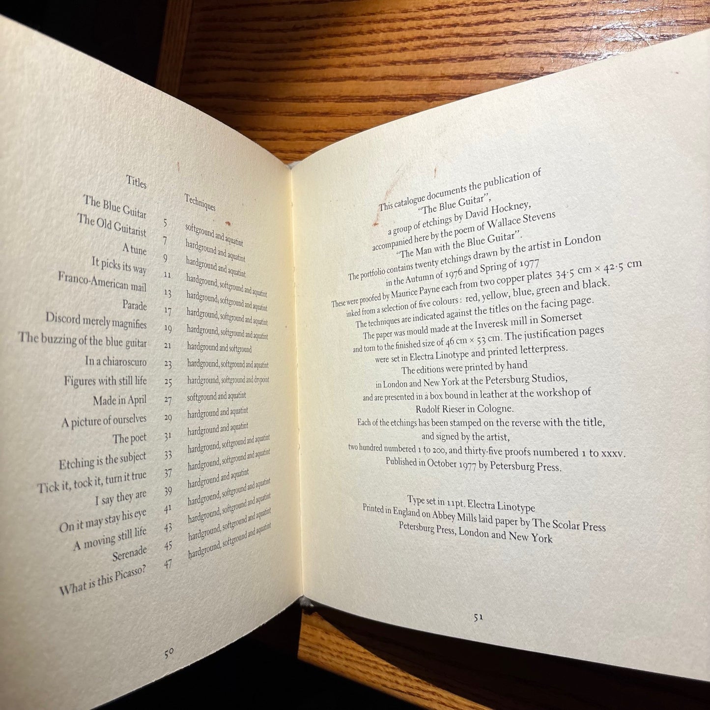 David Hockney, Wallace Stevens - The Blue Guitar - First Edition