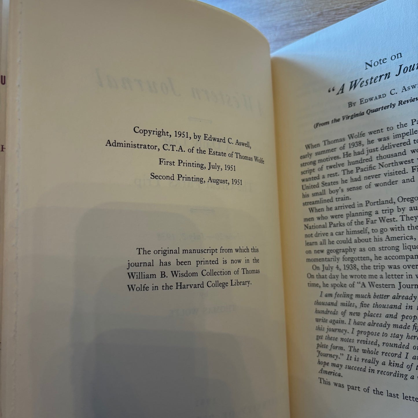 Thomas Wolfe - A Western Journal