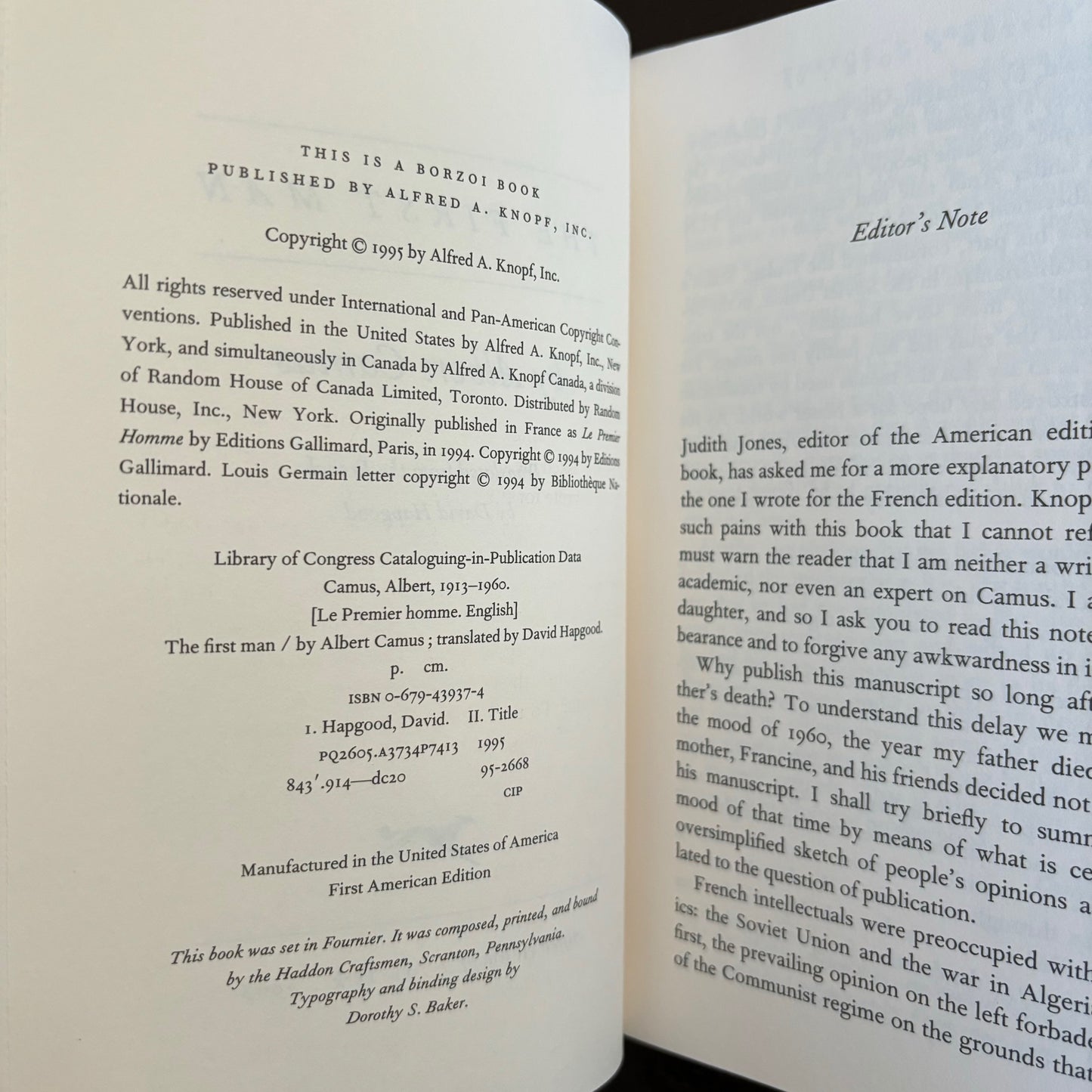 Albert Camus - The First Man - First Edition