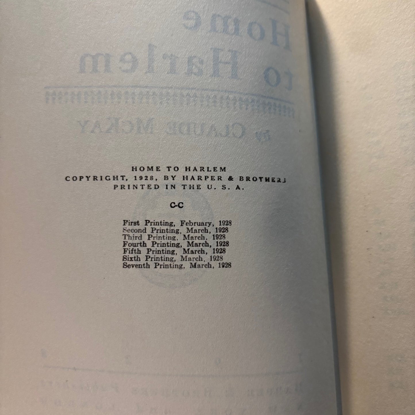 Claude McKay - Home to Harlem - First Edition Later Printing