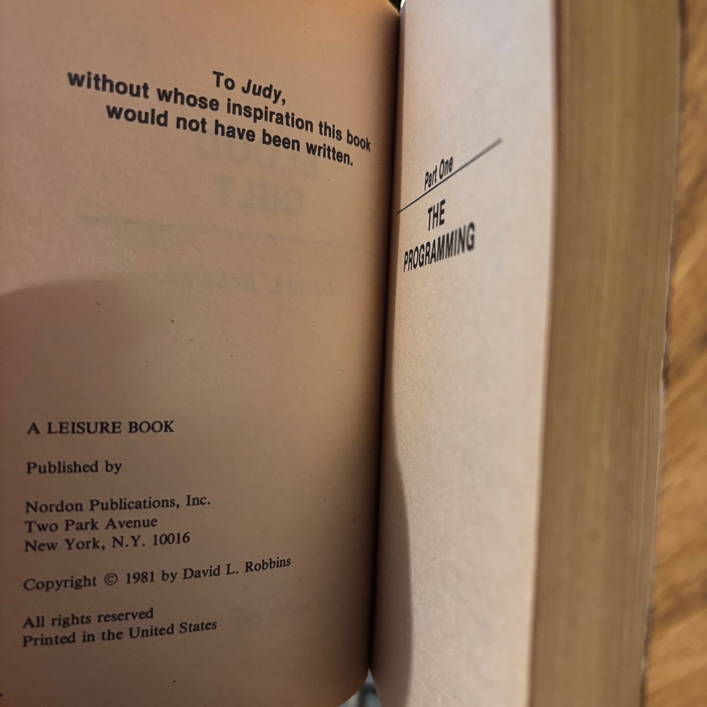 David L. Robbins - Blood Cult - First Edition