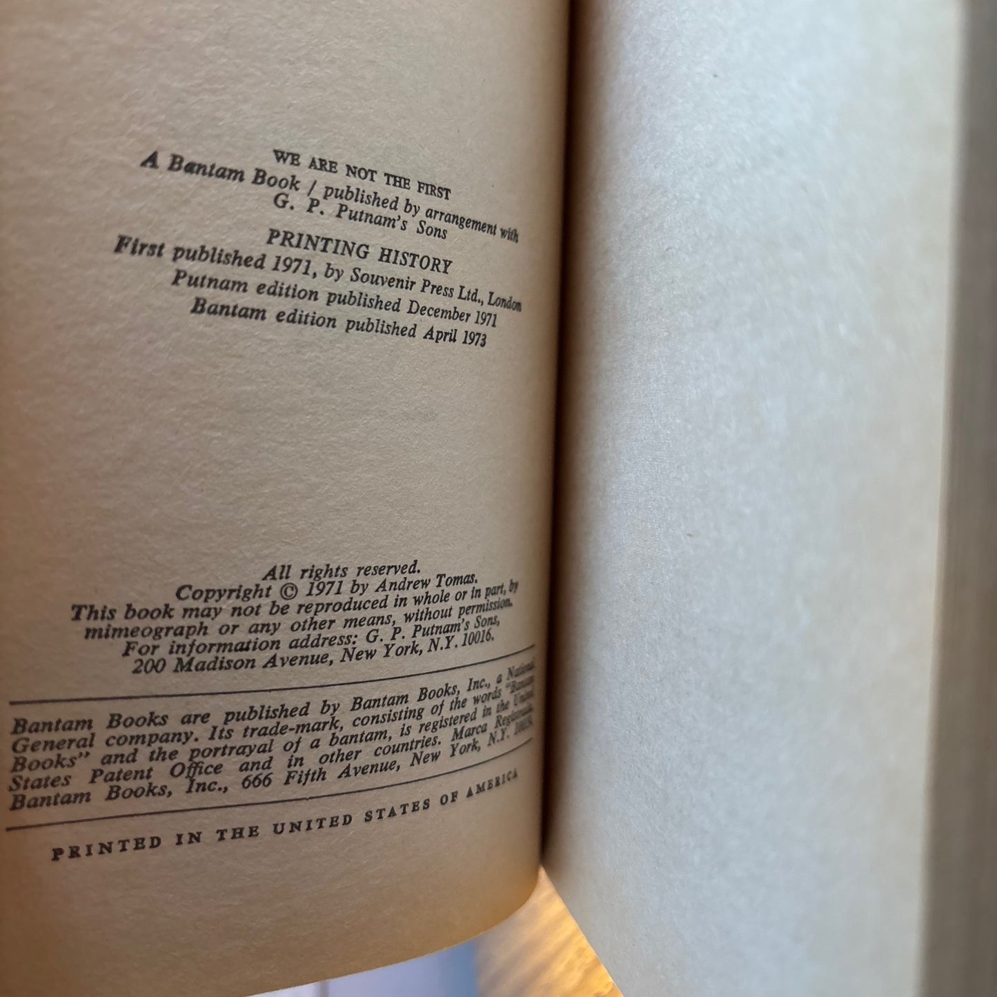 Andrew Tomas - We Are Not the First - First Edition Paperback