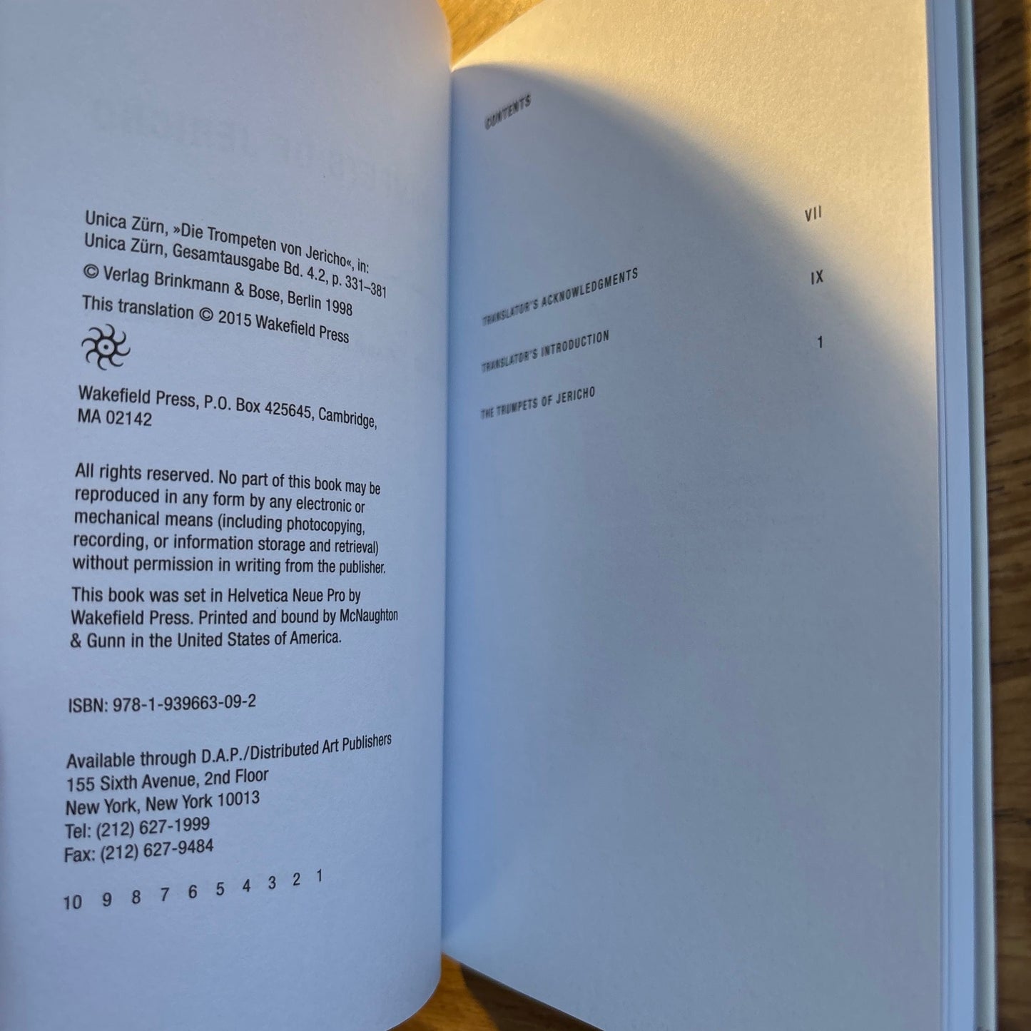 Unica Zurn - The Trumpets of Jericho - First Edition