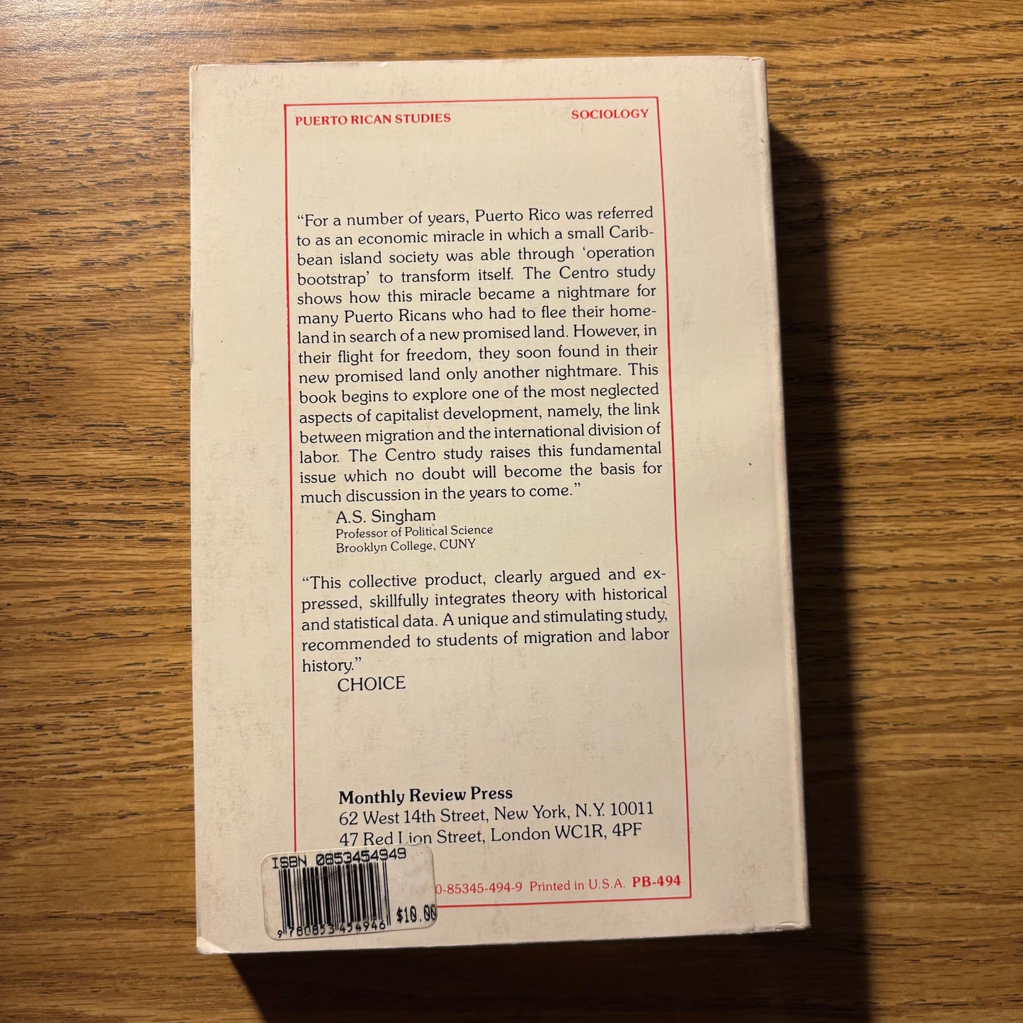 Labor Migration Under Capitalism: The Puerto Rican Experience - First Edition Paperback