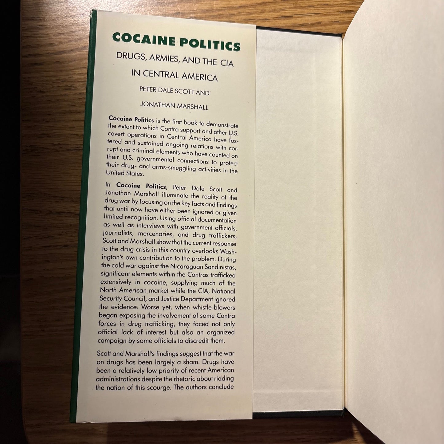 Peter Dale Scott and Jonathan Marshall - Cocaine Politics: Drugs, Armies, and the CIA in Central America - First Edition